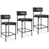 Conjunto de bancos de bar Best Choice Products, 3 peças de PU verde musgo