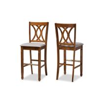 Conjunto de bancos de bar em tecido cinza moderno Baxton Studio Calista