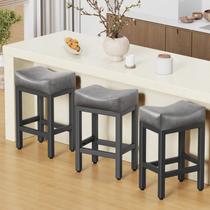 Conjunto de bancos de bar Raynesys Counter Height 24" em couro colado Conjunto de bancos de bar Raynesys Counter Height 24" em couro colado