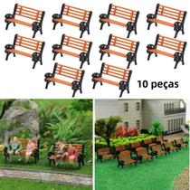 Conjunto De Bancos De Parque Para Modelismo Ferroviário Escala HO 1:87, 10 Peças, Mini Ornamento De