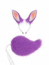 Conjunto de bandana e cauda Cosplay Bunny Ears para mulher QinRuan