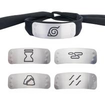 Conjunto de bandanas de cosplay Naruto Shippuden com 4 pratos Village Conjunto de bandanas de cosplay Naruto Shippuden com 4 pratos Village