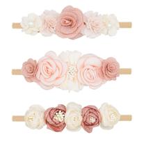 Conjunto de bandanas de flores para bebês WNYUJOY, 3 peças de nylon elástico