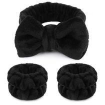 Conjunto de bandanas e pulseiras WSYUB Makeup Headbands pretas Conjunto de bandanas e pulseiras WSYUB Makeup Headbands pretas