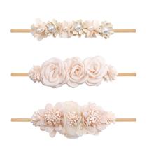 Conjunto de bandanas mligril Flower Hair Bows para meninas, 3 unidades Conjunto de bandanas mligril Flower Hair Bows para meninas, 3 unidades