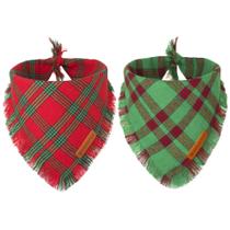 Conjunto de bandanas para cães de Natal ADOGGYGO, vermelho, verde, xadrez, pequeno