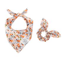Conjunto de bandanas para cães e elásticos combinando E-Clover Flower