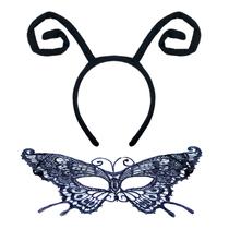 Conjunto de bandanas YAXAMING Halloween Butterfly Antenna Máscara de renda Conjunto de bandanas YAXAMING Halloween Butterfly Antenna Máscara de renda