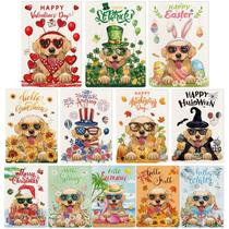 Conjunto de bandeiras de jardim sazonais YOVOYOA Golden Retriever, pacote com 12