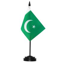 Conjunto de bandeiras de mesa Anley Pakistan Deluxe PK PAK com poste de 12 cm
