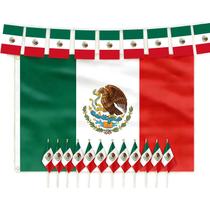 Conjunto de Bandeiras do México AhfuLife 90 x 150 cm, Faixa e Bandeirinhas de Mão Conjunto de Bandeiras do México AhfuLife 90 x 150 cm, Faixa e Bandeirinhas de Mão