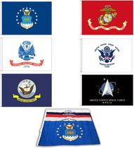 Conjunto de bandeiras militares de 6 galhos de 3 x 5 pés com ilhós de poliéster Conjunto de bandeiras militares de 6 galhos de 3 x 5 pés com ilhós de poliéster