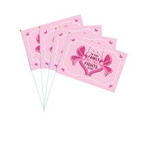 Conjunto de bandeiras Pink Ribbon Family Support 14x21cm Poliéster x4