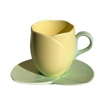 Conjunto De Bandeja De Tulipa Em Formato De Flor, Canecas De Cerâmica Fofas, Pires, Prato, 350ml,