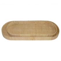 Conjunto de Bandejas Natural Essence em Rattan e Madeira - G