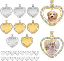 Conjunto de bandejas pendentes de bandejas de strass de 24 peças, incluindo 8 bandejas de pingente de strass em forma de coração, pingentes em branco de dupla face com 16 cúpulas Conjunto de bandejas pendentes de bandejas de strass de 24 peças, incluindo 8 bandejas de pingente de strass em forma de coração, pingentes em branco de dupla face com 16 cúpulas