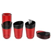 Conjunto De Banheiro 4 Peças Dispenser Porta Escova Crippa