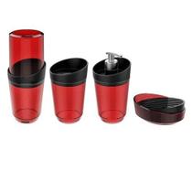 Conjunto De Banheiro 4 Peças Dispenser Porta Escova Crippa