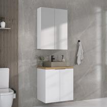 Conjunto de Banheiro 60cm Cnj4009 Nature Branco / Carvalho Conjunto de Banheiro 60cm Cnj4009 Nature Branco / Carvalho