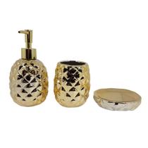 Conjunto De Banheiro Abacaxi Dourado Mimo Style Conjunto De Banheiro Abacaxi Dourado Mimo Style