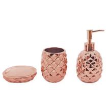 Conjunto de Banheiro Abacaxi na Cor Rosê Mimo Style - 7898618043549 Conjunto de Banheiro Abacaxi na Cor Rosê Mimo Style - 7898618043549