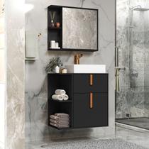 Conjunto de Banheiro Argos Balcão Cuba e Espelho cor Preto / Nature - MJM Casa dos Móveis Conjunto de Banheiro Argos Balcão Cuba e Espelho cor Preto / Nature - MJM Casa dos Móveis