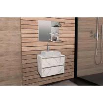 Conjunto de Banheiro Armário c/Espelho BN3608 e Balcão Suspenso BN3607 s/Cuba Pia 60cm cor Mármore Branco - Tecno Mobili Conjunto de Banheiro Armário c/Espelho BN3608 e Balcão Suspenso BN3607 s/Cuba Pia 60cm cor Mármore Branco - Tecno Mobili