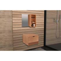 Conjunto de Banheiro Armário c/ Espelho BN3609 e Balcão Suspenso BN3613 s/ Cuba Pia 60cm cor Amêndoa - Tecno Mobili