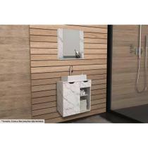 Conjunto de Banheiro Armário c/ Espelho BN3610 e Balcão Suspenso BN3605 s/ Cuba Pia 60cm cor Mármore Branco - Tecno Mobili
