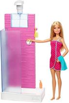 Conjunto de banheiro Barbie, chuveiro de trabalho, 3 acessórios - por 3-7 anos