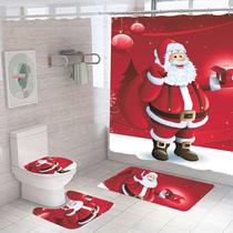 Conjunto de banheiro Christmas Santa à prova d'água de poliéster vermelho Conjunto de banheiro Christmas Santa à prova d'água de poliéster vermelho