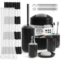 Conjunto de banheiro Clara Clark Black 20PC com cortina de chuveiro Conjunto de banheiro Clara Clark Black 20PC com cortina de chuveiro