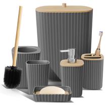 Conjunto de banheiro Clara Clark Grey com escova de vaso sanitário e lata de lixo Conjunto de banheiro Clara Clark Grey com escova de vaso sanitário e lata de lixo