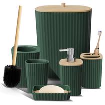 Conjunto de banheiro Clara Clark Hunter Green 6 peças com escova de vaso sanitário