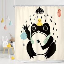 Conjunto de banheiro com cortina de chuveiro Lghtyro Funny Frog 71 L x 71 polegadas Arte asiática tradicional japonesa, estilo de banho de animais fofos, acessórios de banho de pato de borracha, preto, bege, arte, decoração de casa, tecido, pacote com 12 ganchos Conjunto de banheiro com cortina de chuveiro Lghtyro Funny Frog 71 L x 71 polegadas Arte asiática tradicional japonesa, estilo de banho de animais fofos, acessórios de banho de pato de borracha, preto, bege, arte, decoração de casa, tecido, pacote com 12 ganchos