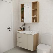 Conjunto de Banheiro com Cuba 80cm Gaveta Esquerda Vittare