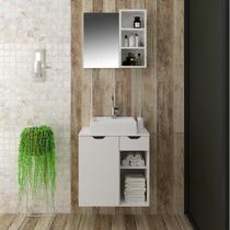 Conjunto de Banheiro com Gabinete Suspenso 60cm e Espelheira 3 Nichos