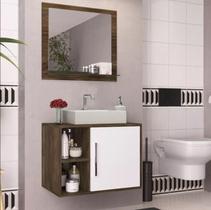 Conjunto De Banheiro Completo Balcão, Painel E Cuba - Carvalho/Branco Conjunto De Banheiro Completo Balcão, Painel E Cuba - Carvalho/Branco