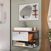 Conjunto de Banheiro Completo MDF Com cuba e Espelheira Lancy 80cm
