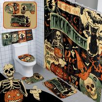 Conjunto de banheiro de Halloween FuWeave 8 peças com cortina de chuveiro e toalhas