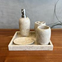 Conjunto de Banheiro em Mármore Natural Travertino Cream - 5 peças MBS5-4 Conjunto de Banheiro em Mármore Natural Travertino Cream - 5 peças MBS5-4