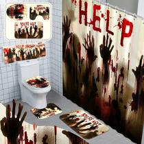 Conjunto de banheiro FuWeave Halloween, 8 peças de decoração de terror Conjunto de banheiro FuWeave Halloween, 8 peças de decoração de terror