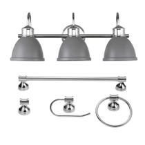 Conjunto de banheiro GLOBE Sydney 3-Light Vanity Matte Grey Chrome
