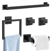 Conjunto de Banheiro Gypie 5 Peças em Aço Inoxidável Preto Fosco Conjunto de Banheiro Gypie 5 Peças em Aço Inoxidável Preto Fosco