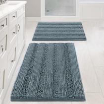Conjunto de banheiro H.VERSAILTEX Chenille Bath Rugs Stone Blue