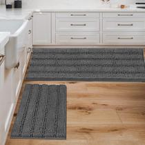 Conjunto de banheiro H.VERSAILTEX Chenille Striped Bath Mats Grey