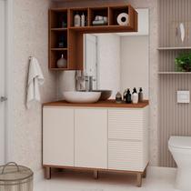 Conjunto de Banheiro Modulado 100% Mdf 3 Peças com Detalhes em Ângulo 45 Graus Auris