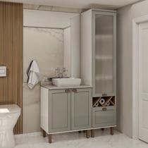 Conjunto de Banheiro Modulado 100% Mdf Americano 2 Peças com Armário de Vidro Iluminata Conjunto de Banheiro Modulado 100% Mdf Americano 2 Peças com Armário de Vidro Iluminata
