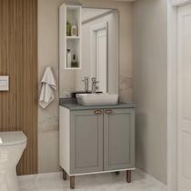 Conjunto de Banheiro Modulado 100% MDF Americano 2 Peças Iluminata Cinza/Branco/Fendi Conjunto de Banheiro Modulado 100% MDF Americano 2 Peças Iluminata Cinza/Branco/Fendi