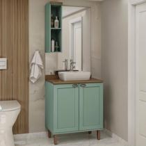 Conjunto de Banheiro Modulado 100% MDF Americano 2 Peças Iluminata Verde/Mint/Ébano Conjunto de Banheiro Modulado 100% MDF Americano 2 Peças Iluminata Verde/Mint/Ébano